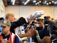 President Donald Trump Serves Meals to Hurricane Victims at Houston Relief Center