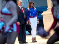 Fashion Notes: Melania Trump Rocks Patriotic Varsity Jacket for Super Bowl