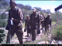 EXCLUSIVE–WATCH: Camo-Wearing Men with Backpacks Stream into U.S. from Mexico